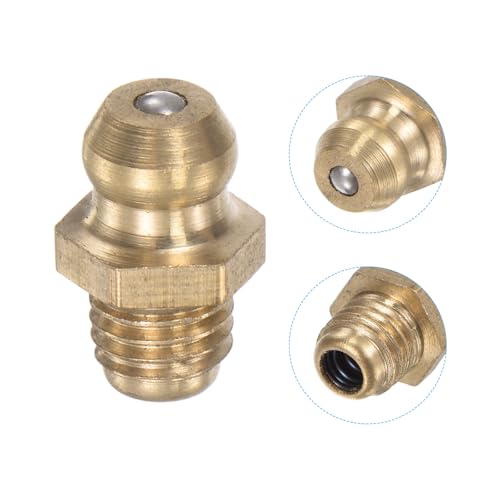 Image of uxcell Brass Straight Grease Fitting 1 /4 inch-28 Thread 8mm Width Hydraulic Grease Fitting Accessories, 20Pcs