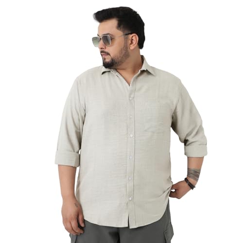 Image of Urbano Plus Men's Linen Blend Full Sleeve Relaxed Fit Casual Solid Shirt