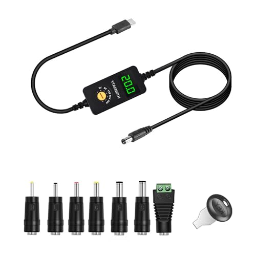 Universal USB C to DC Adapter, Barrel PD Trigger Cable, USB-C to DC 5V 9V 12V 15V 20V Adapter Cable...