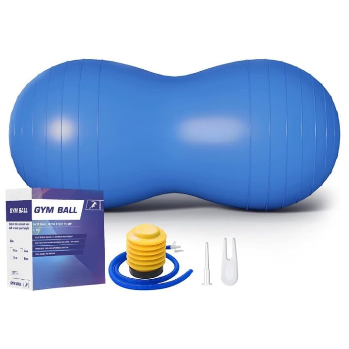 ARJEX Anti-Burst Rubber Peanut Shape Gym Ball with Free Foot Pump | Round Shape Swiss Ball for Exercise, Workout, Yoga, Pregnancy, Birthing, Balance & Stability, 95x45 cm, (Multicolour) (B0DG5W6K44) Amazon Price History, Amazon Price Tracker