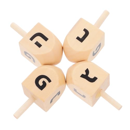 UPKOCH 4 Piezas Peonzas de Madera sin Pintar para Hanukkah Juguete Giratorio para Pintar Manualidad Creativa para Decoración Festiva y Tradicionales Judíos