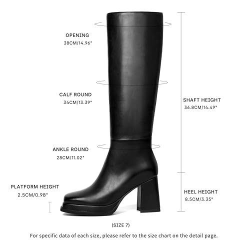 Platform Knee High Boots Women Square Toe Chunky Heel Tall Boots Fashion Dress Long Boot Side Zipper2