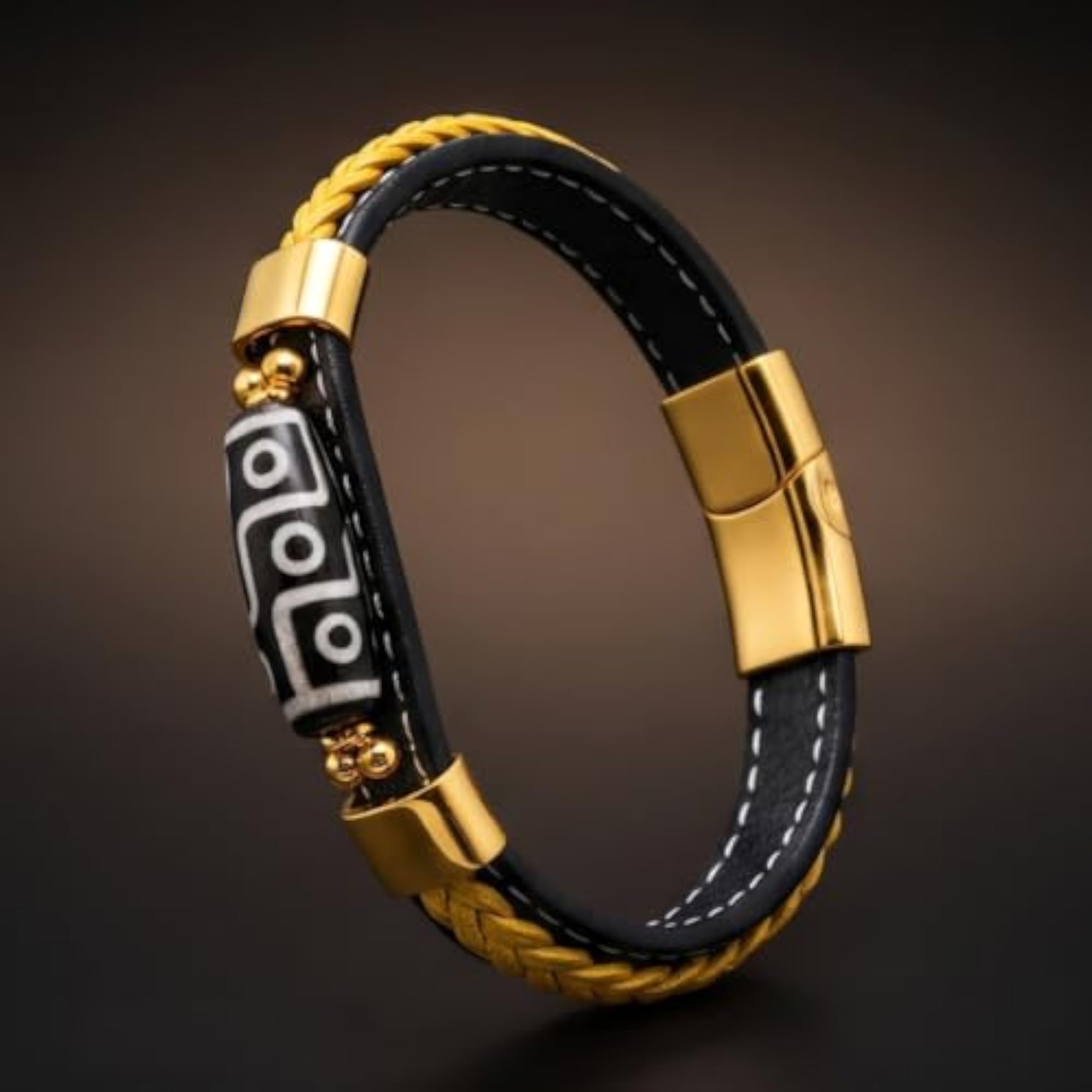 GUARDIAN DZI Genuine Leather Bracelet with Magnetic Buckle, Stylish Gift