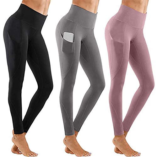 XWU Calças de ioga, collants de treino Leggings de treino confortáveis para mulheres com bolsos, leg