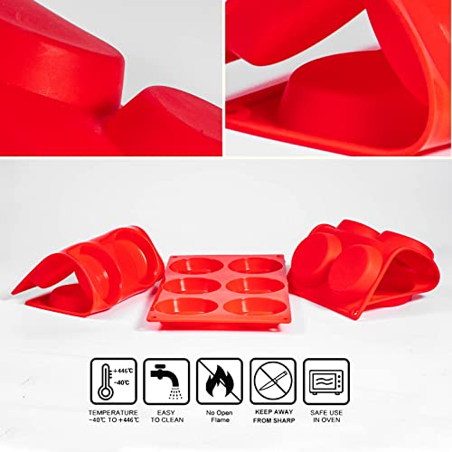 Silicone Muffin Top Pans, 2 Pack Non-Stick 3" Whoopie Pie Baking Pan 3 Inch Round Tray Silicone Egg Sandwich Molds For Mini Cakes Biscuits Egg Cloud Bread Buns English Muffins Breakfast Sandwiches #TOP2