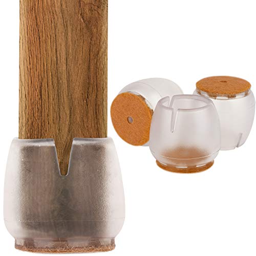 16Pack Anwenk Chair Leg Floor Protectors for 1 to 1-3/16 Inch Chair Legs,Round Silicone Chair Leg Caps Chair Leg Tip,Transparent Clear