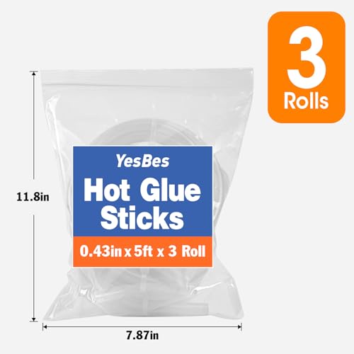 3 Pack Hot Glue Sticks Rolls, Full Size 5 FT Long x 0.43" Diameter Glue Sticks for Glue Gun, Widely Used in Wood, Metal, Glass, Plastic, Floral, Fabric, and More - Image 6