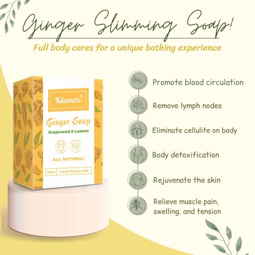 Kilomets Kojic Acid Vitamin C & Turmeric Soap Bars | Dark Spots Hyperpigmentation Helps Even Skin Tone – 100% Natural Vegan Ingredients (Ginger) #TOP2