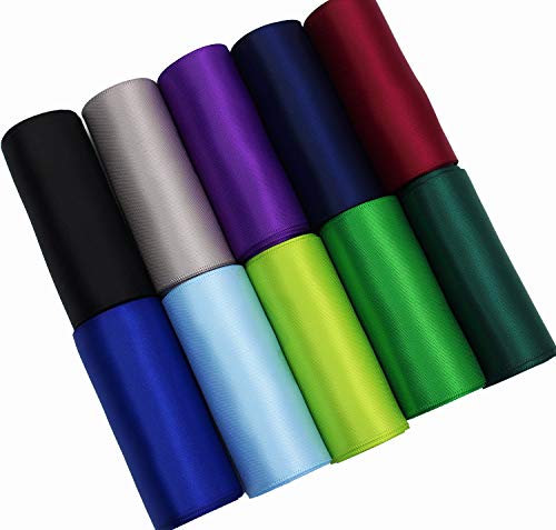 3 Inch Wide Solid Color Double Sided Polyester Satin Ribbon 20 Colors X 2 Yard Each Total 40 Yds Per Package #TOP7