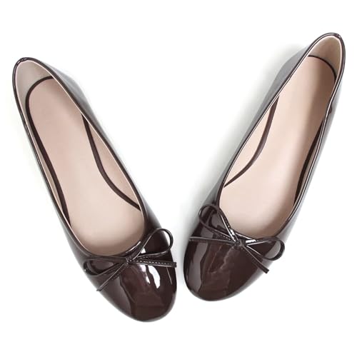 Image of TN TANGNEST Women's Velvet Flats Round Toe Ballet Shoes | Elegant Bowknot Flats Comfortable Casual Slip On Flats for Work