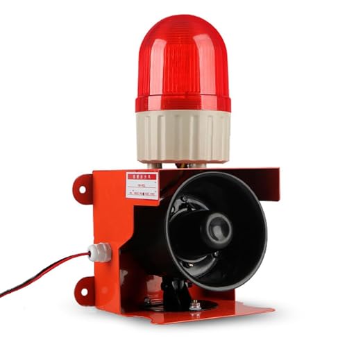 Industrial Sound and Light Alarm Siren,Security Warning Lamp Horn Tower,120dB Loud Horn, LED Strobe Light for Factories, Terminals, Security Home Alarm (Red 220v)
