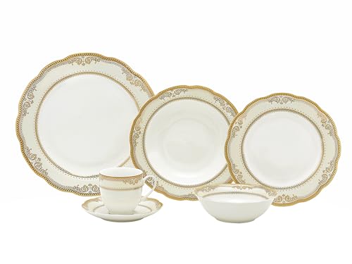 Lorenzo Import Isabella 57-Piece Wavy Porcelain Dinnerware Set - Thumbnail 7