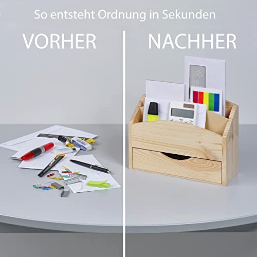 Organiseur de bureau range-document bois rangement modulable avec tiroir