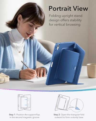 Image of ESR for iPad Air 13 Inch Case M4 /M3 /M2 (2026 /2025 /2024), Vertical Stand Cover with Pencil Holder, Ultra-Stable Magnetic Case, Multi Stand Angles, Flip Series, Blue