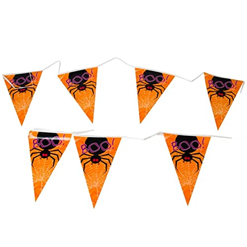 Tradineur   Banderitas para Halloween   Fabricado en plástico   Adorno para decoración   5 Metros   Color Negro y Naranja