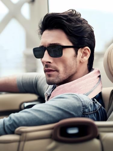 Clip-On Sunglasses Polarized Sunglasses for Men Women Rimless Flip-Up Sun Glasses Lightweight Driving 2 Pack(2.42×1.82 Inch)2