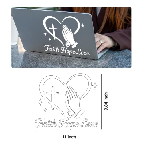 Image of Large Christian Car Decals, Faith Hope Love Praying Hands Stickers - 11 inch x 10 inch Waterproof Vinyl Sticker for Car, Truck, Window, Bumper, Laptop, Wall (Praying Hands-White)