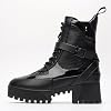 Women's Chunky Heel Combat Boots Platform Lace Up, High Top Ankle Boots Fall Winter Streetwear, Non-Slip Block Heel (Hot Rod)