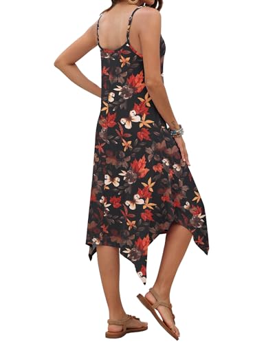 Image of AUSELILY Women's Summer Dresses 2026 Casual Sleeveless Spaghetti Strap Sundress Asymmetrical Midi Dress with Pockets
