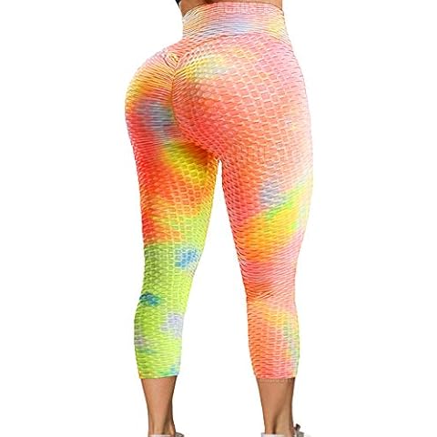 Womens High Waisted Yoga Pants Tummy Control Scrunched Booty Leggings Workout Running Butt Lift Textured Tights Cover