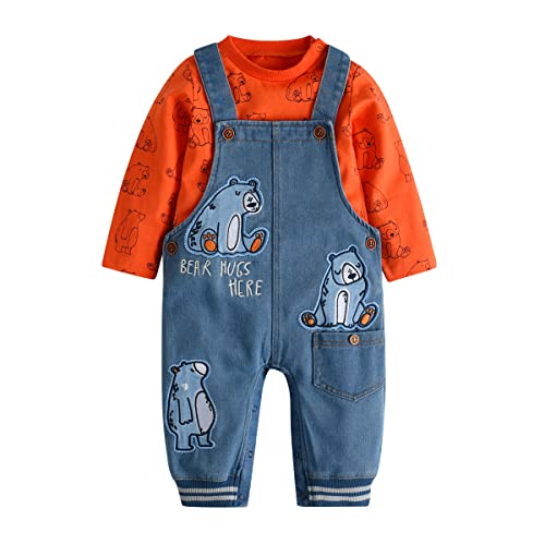 Image of LvYinLi Cute Baby Boy Clothes Suit Toddler Boys' Striped long Sleeve T-Shirt+Denim Overalls Jumpsuit Pants Outfits Sets