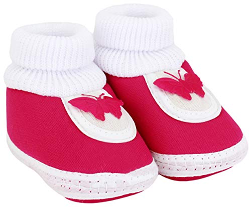 Image of Neska Moda 0 To 6 Months Baby Boys & Girls Cotton Butterfly Slip On Baby Booties