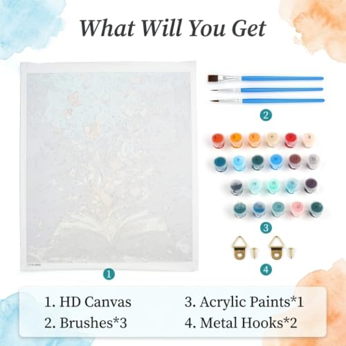 Image of HASTHIP Paint by Numbers Kit with Canvas Brushes and Numbered Paints DIY Oil Painting Kits for Home Decor and Gifts