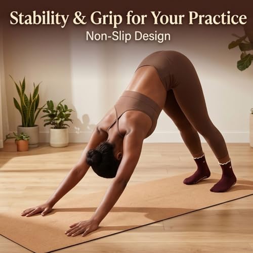 Image of Soxbang 3 /6 Pairs Cute Pilates Socks with Grips,Yoga Socks Barre Sock Non Slip Grip Embroidery for Barre Ballet Workout