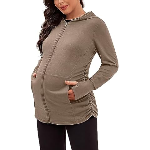 DEBELLY Maternity Zip Hoodie with Pockets Cover