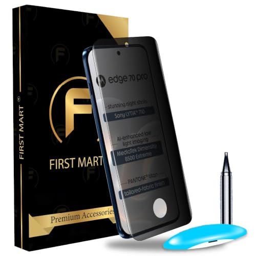Image of FIRST MART UV Privacy Tempered Glass for Motorola Edge 70 Pro | Anti-Spy 9H Curved Screen Protector, Edge-to-Edge, Case-Friendly | 1 Pack