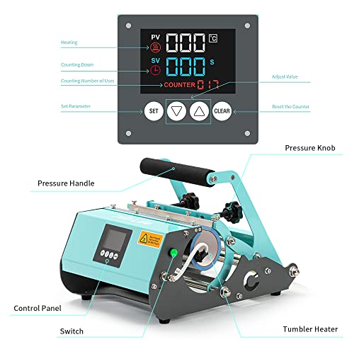 Pyd Life 2 In 1 Tumbler Heat Press Machine 110 V Mint Green 20 Oz 30 Oz 40 Oz Mug Heat Press For Sublimation Straight Tumblers Bottles,Sublimation Ceramic Mugs,Sublimation Glass Cans Tumblers Print #TOP2