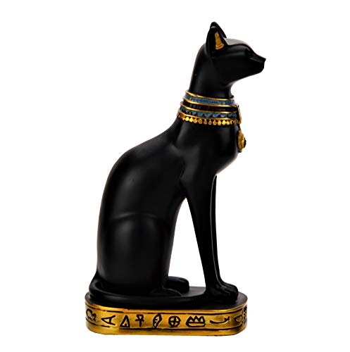 NileCart Egyptian Bastet Black Cat Goddess Statue, Large 7.5 inches — view 2