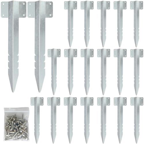 Xyxu Supports pour traverses de chemin de fer, lot de 20 supports en métal pour bordure de jardin, supports de traverses de jardin en acier galvanisé à...