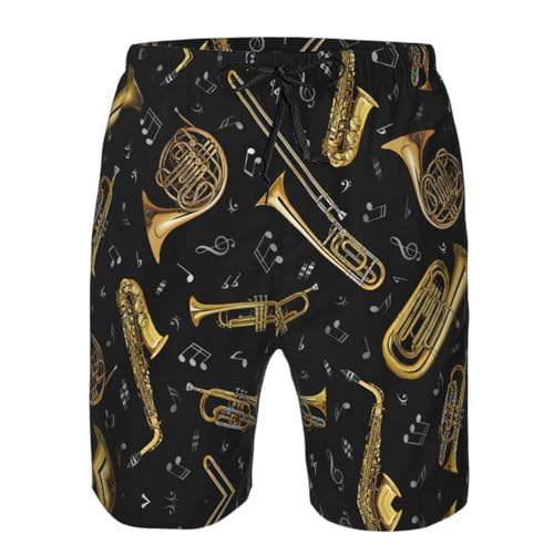 Musical Instruments Print Mens Casual Shorts Drawstring Summer Beach Stretch Shorts Novelty Swimtrunks4