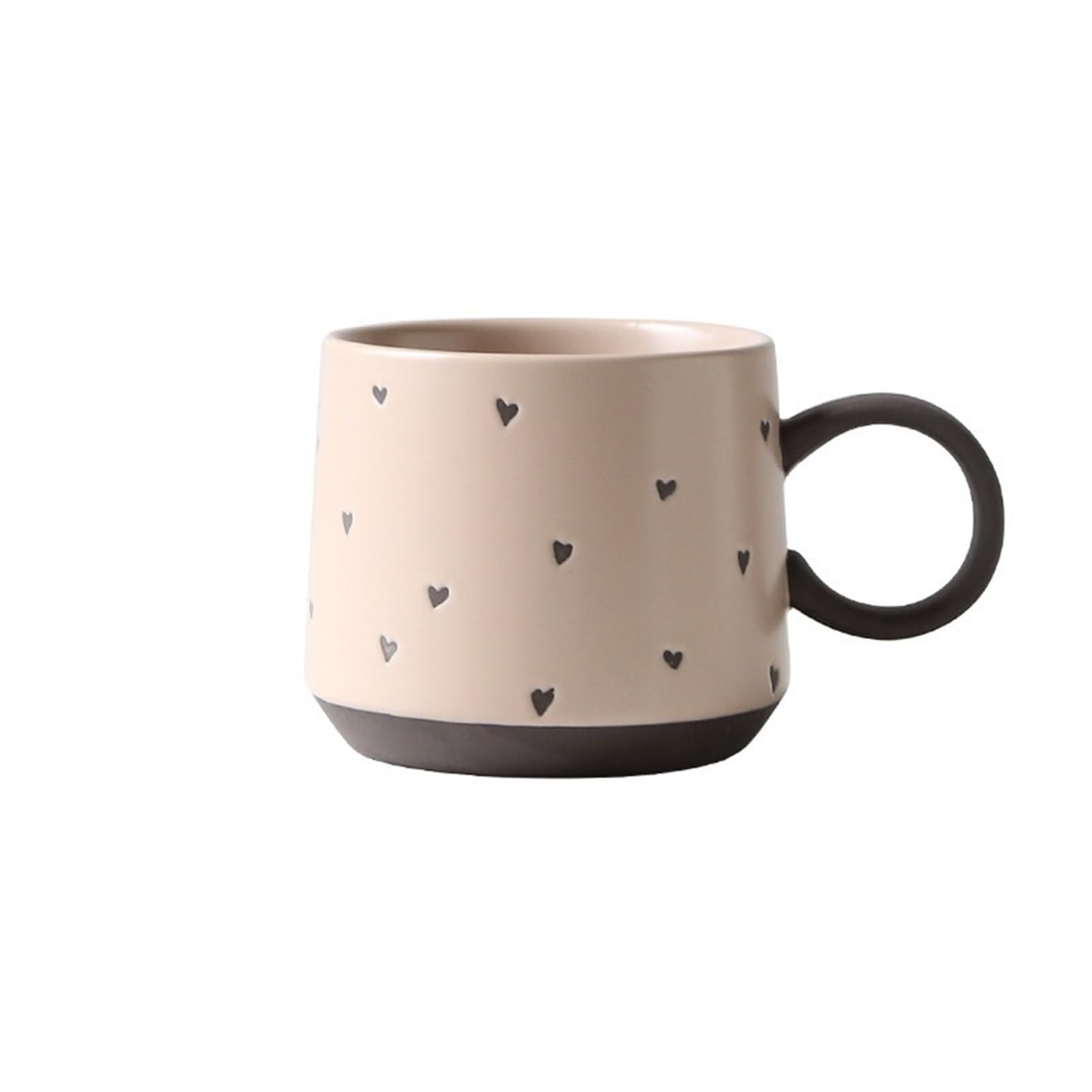 HLHLOP777 Coffee Mugs Vintage Pink Heart Patterned Stoneware Coffee Cup Restaurant/Café Oatmeal Breakfast Mug 450ml Coffee Cup