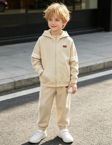 Image of Toddler Boy Clothes Long Sleeve Colorblock Hoodie Sweatsuits Tops and Pants 2Pcs Winter Outfits Boys Fall Clothes
