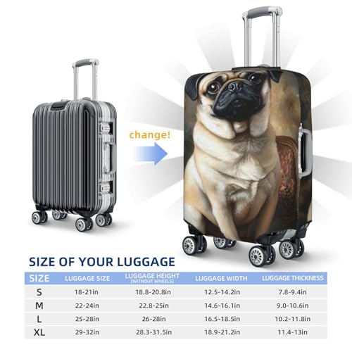 Vintage Pug Dog Elastic Travel Luggage Covers Dustproof Scratch-Resistant Suitcase Protector Fit 22-24 Inch4