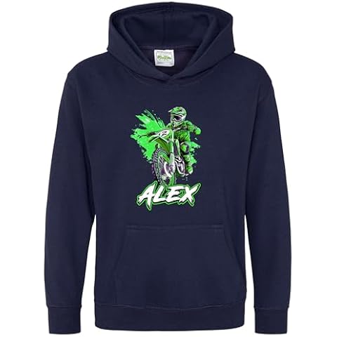 Personalised Motorbike Boys Hoodie, Navy Cover