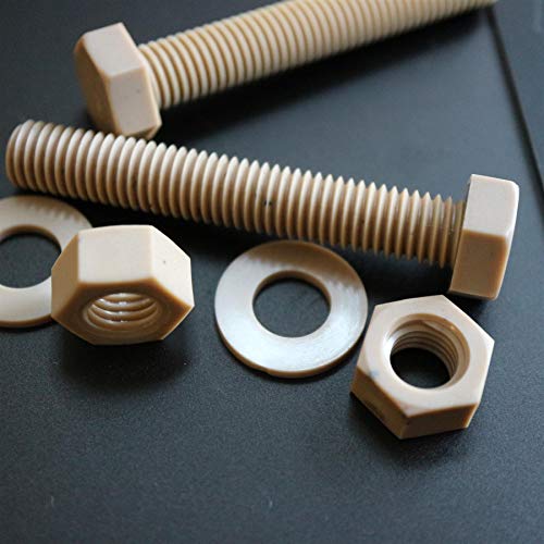 5 tornillos de cabeza hexagonal de PEEK M10 x 65mm Tuercas y tornillos - Tuercas y tornillos de plástico Peek