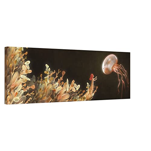 Méduse toile encadrée pour habiller un mur étroit 30 x 90 cm