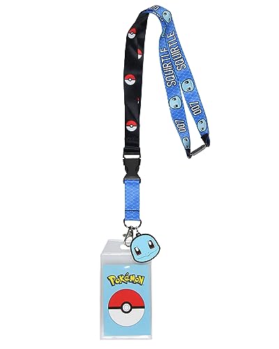 Bioworld Pokemon Squirtle 007 ID Badge Holder Rubber Charm 2-Sided Breakaway Lanyard