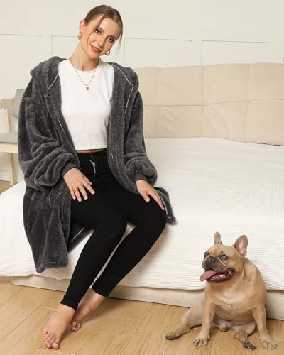 Argstar Hooded Cardigan for Women and Men, Oversized Sweatshirt Fuzzy Fleece Blanket Hoodie Jacket - One Size Fits All2