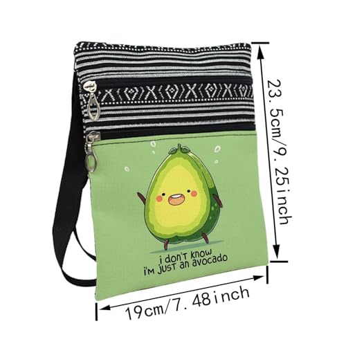 Funny Avocado Messenger Bag Small Ethnic Pattern Printed Adjustable Strap Crossbody Zipper Bag Funny Avocado Phone Bag Wallet Cute Shoulder Handbag for Women -22