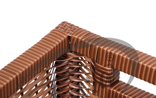 Image of Dark Brown PVC & Wood Storage Basket | Handwoven Rectangular Organizer with Handles | Durable Basket for Home, Kitchen & BathroomCloth, Storage Basket (13 X 20 X 6)