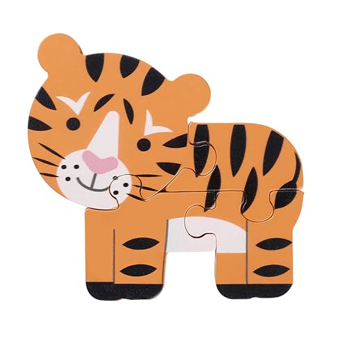 Tiger Mini Wooden Puzzles - My First Puzzles, Jigsaw Puzzle Games with Sea life Animal - Educational Toys For 1 Year Old + Toddler, Montessori Early Development & Activity Toys by Orange Tree Toys