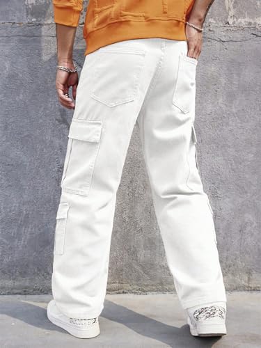 Image of URBAN POCKETS Jeans for Men | Denim Cargo Pants with Relaxed Fit & Utility Side Pockets (2-D-Pocket-U03-U05)