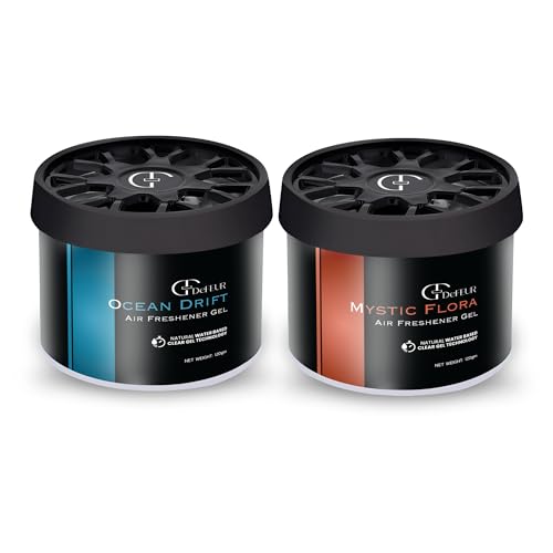 Image of Ocean Drift & Mystic Flora Gel Car Perfume | 120g Leakproof Air Freshener | Ocean Scent Car Perfume | Long-Lasting 30 Days | Premium Car Accessories | Musk Car freshener | Pack of 2