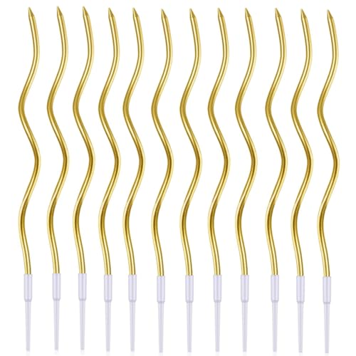 Design unico: queste candele per torte sono progettate a spirale e color oro, perfette per decorare torte e creare un'atmosfera.