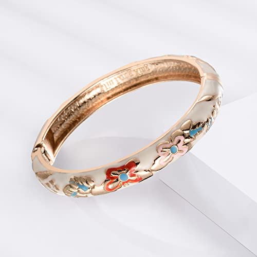 UJOY Fashion Cloisonne Bangle Jewelry Hollowed Handmade Butterfly Enamel Gifts Cuff Open Bracelet Bangles for Women Gilrs 88A09 white - Image 4