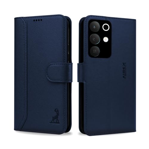 Image of AIBEX Compatible for Realme Narzo 90X 5G / Realme C85 5G / Realme 15X 5G | Premium PU Leather Wallet Case with Stand & Card Slots Blue
